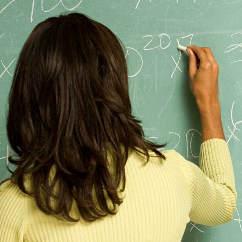 Women Writing on Chalk Board