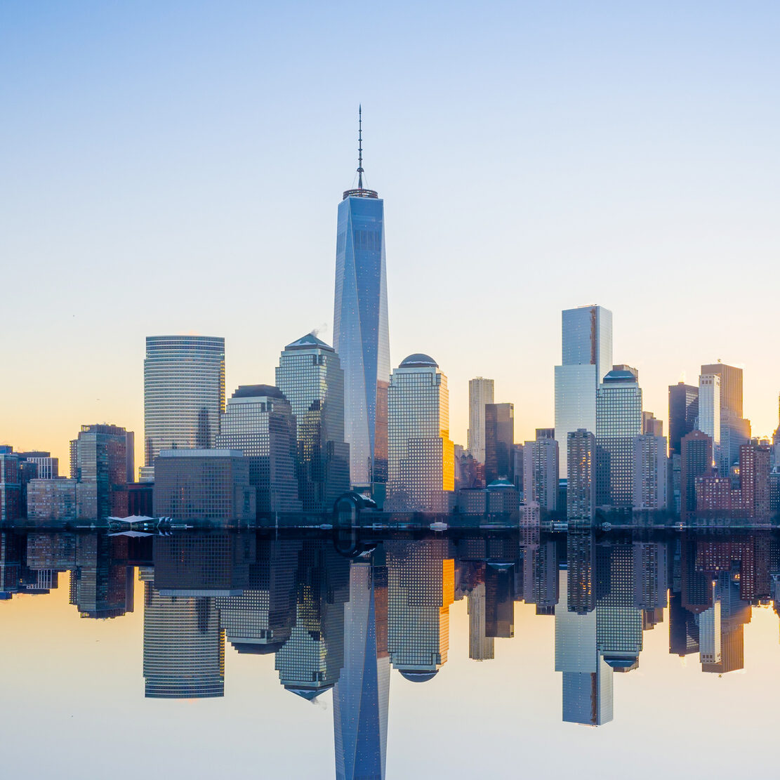 Manhattan Skyline with Water Reflection